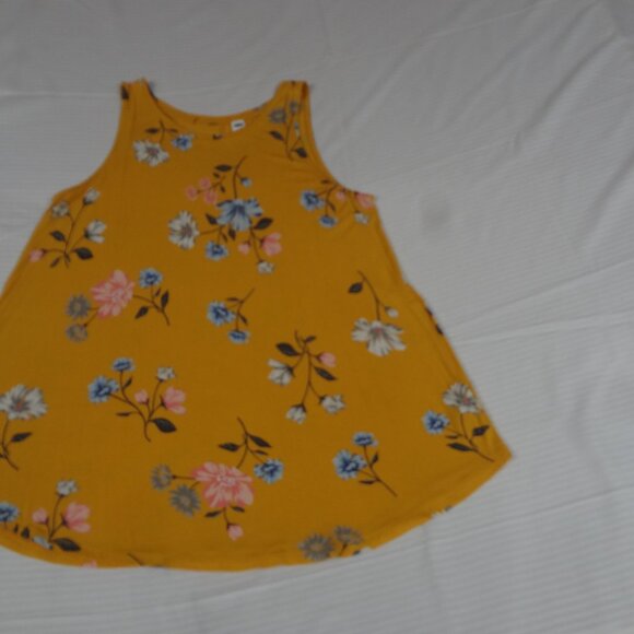 OLD NAVY MUSTARD YELLOW FLORAL MEDIUM WOMENS TANK TOP T-SHIRT L233 - Picture 3 of 4